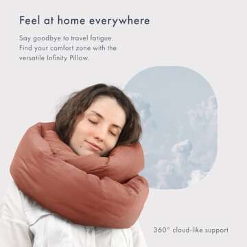 Huzi Infinity Pillow - Travel Neck Pillow - Versatile Soft 360 Support Scarf - Machine Washable - Home Travel Flight Road Trips (Terracotta)