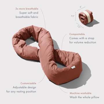 Huzi Infinity Pillow - Travel Neck Pillow - Versatile Soft 360 Support Scarf - Machine Washable - Home Travel Flight Road Trips (Terracotta)