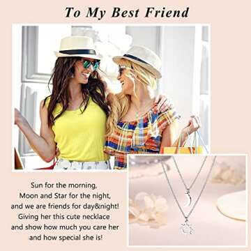 UNGENT THEM Best Friend Necklaces for 2 Sun and Moon Matching Friendship BFF Necklace Valentine's Day Christmas Gifts Ideas