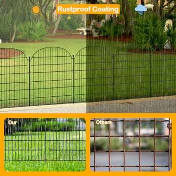 Decorative Garden Metal Fence 10 Pack, 32 in (H) x 23.6 ft (L) No Dig Dog Animal Barrier for Yard, Animal Ground Stakes Fencing for Garden, Patio, Flower Bed