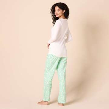 Cozy Women’s Flannel Sleep Set - Mint Green Animals