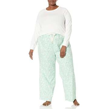 Cozy Women’s Flannel Sleep Set - Mint Green Animals