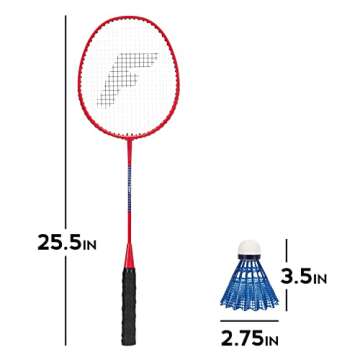 Franklin Sports 2 Player Badminton Replacement Set - 2 Badminton Racquets and 2 Shuttlecocks - Adults and Kids Backyard Game - Red, Blue, Stars, One Size