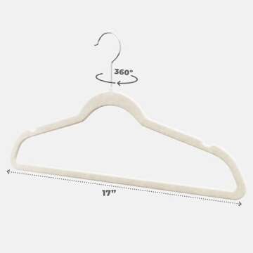 Home-it Premium Velvet Hangers 30 Pack - Ivory Suit Hangers Non Slip - Heavy Duty Clothes Hangers for Closet, Jacket, Shirt, Pants and Suit, Hook Swivel 360 - Ultra Thin