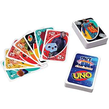 Mattel Games UNO Space Jam: A New Legacy Themed Card Game Featuring 112 Cards with Movie Graphics, Kid, Movie & Sports Fan Gift Ages 7 Years & Older.