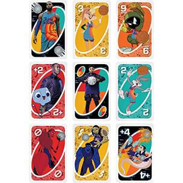 Mattel Games UNO Space Jam: A New Legacy Themed Card Game Featuring 112 Cards with Movie Graphics, Kid, Movie & Sports Fan Gift Ages 7 Years & Older.