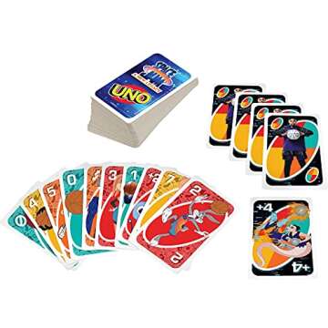 Mattel Games UNO Space Jam: A New Legacy Themed Card Game Featuring 112 Cards with Movie Graphics, Kid, Movie & Sports Fan Gift Ages 7 Years & Older.