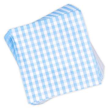 Gift Boutique 100 Blue and White Gingham Cocktail Napkins Disposable Paper Checkered Plaid Dinner Beverage Napkin for Summer Picnic Barbecue Wedding Baby & Bridal Shower Dinnerware Table Decorations