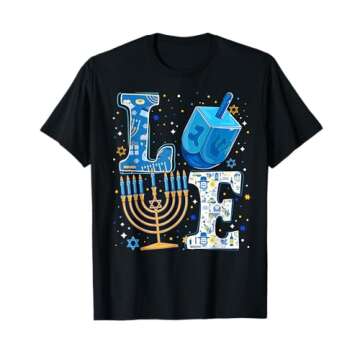 Love Cute Hanukkah Dreidel Menorah Chanukah Jewish Holiday T-Shirt