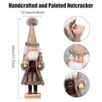 ArlinaL Santa Christmas Nutcracker Figures Decor 15 Inch, Christmas Wooden Xmas Nutcracker Santa Nutcracker Ornaments, Festive Christmas Decorations for Shelves and Tables