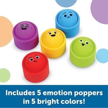 Learning Resources Rainbow Emotion Fidget Poppers, Sensory Toys, Social-Emotional Learning,Sensory Toys for Toddlers, SEL Skills,Fine Motor Skills, Ages 3+,5 Pieces