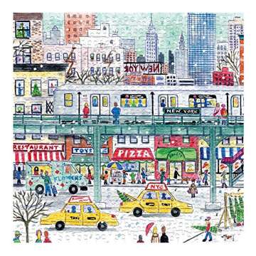 Galison Michael Storrings 500 Piece New York City Jigsaw Puzzle for Adults and Families, Holiday Puzzle with Winter Scenery in New York City