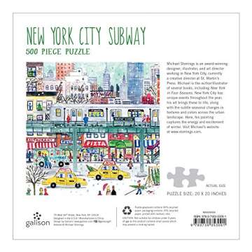 Galison Michael Storrings 500 Piece New York City Jigsaw Puzzle for Adults and Families, Holiday Puzzle with Winter Scenery in New York City