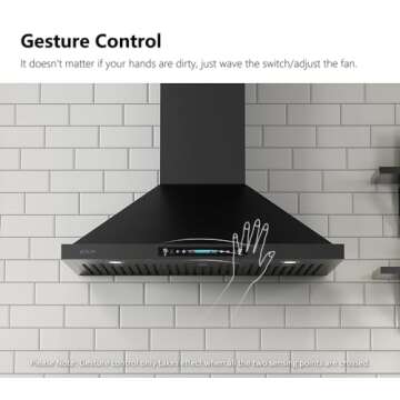 IKTCH 30" Black Wall Mount Range Hood - 900 CFM