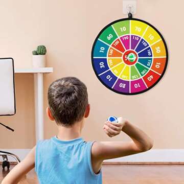 Kids Dart Board Game Set-14 Inches Dart Board for Kids with 12 Sticky Balls - Indoor and Outdoor Activities Game for Kids- Safe Darts Board Game Gift Toy for 3 4 5 6 7 8-12 Years Old Kids Boys Girls