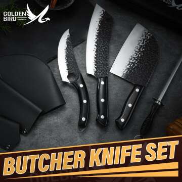 Golden Bird Butcher Knife Set & Boning Knife 4pcs