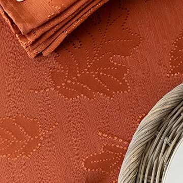 Benson Mills Harvest Legacy Damask Fabric Table Cloth Fall, Harvest, and Thanksgiving Tablecloth (Rust/Burnt Orange, 60" x 104" Rectangular)