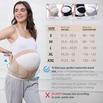 NeoTech Care Pregnancy Support Maternity Belt, Waist/Back/Abdomen Band, Belly Brace (Size S, Beige Color)