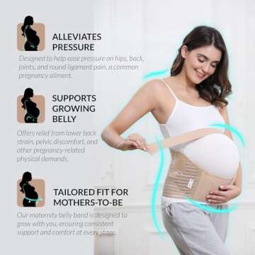 NeoTech Care Pregnancy Support Maternity Belt, Waist/Back/Abdomen Band, Belly Brace (Size S, Beige Color)