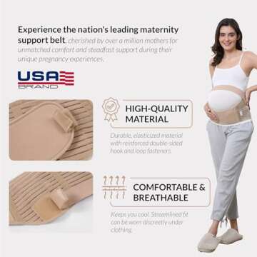 NeoTech Care Pregnancy Support Maternity Belt, Waist/Back/Abdomen Band, Belly Brace (Size S, Beige Color)