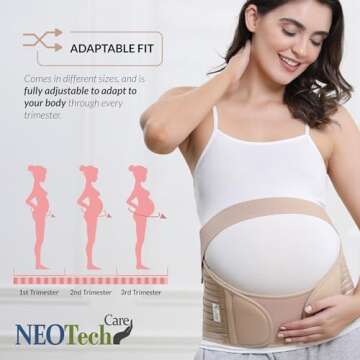 NeoTech Care Pregnancy Support Maternity Belt, Waist/Back/Abdomen Band, Belly Brace (Size S, Beige Color)