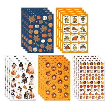 American Greetings 600-Count Thanksgiving Stickers for Kids, Assorted Thanksgiving Themes