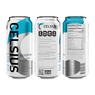 CELSIUS ESSENTIALS, Sparkling Blue Crush, Performance Energy Drink 16 Fl Oz (Pack of 12)