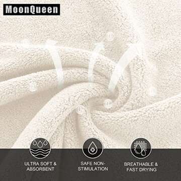 MOONQUEEN Ultra Soft Premium Washcloths Set - 12 x 12 inches - 24 Pack - Quick Drying - Highly Absorbent Coral Velvet Bathroom Wash Clothes - Use as Bath, Spa, Facial, Fingertip Towel (Cream)