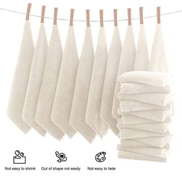 MOONQUEEN Ultra Soft Premium Washcloths Set - 12 x 12 inches - 24 Pack - Quick Drying - Highly Absorbent Coral Velvet Bathroom Wash Clothes - Use as Bath, Spa, Facial, Fingertip Towel (Cream)