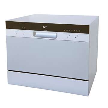 SPT SD-2224DS ENERGY STAR Compact Countertop Dishwasher with Delay Start - Portable Dishwasher with Stainless Steel Interior and 6 Place Settings Rack Silverware Basket, Silver