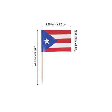 JAVD CYPS 100 Pcs Puerto Rico Flag Puerto Rican Toothpick Flags, Small Mini Stick Cupcake Toppers Puerto Rican Flags,Country Picks Party Decoration Celebration Cocktail Food Bar Cake Flags