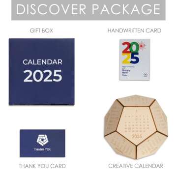 2025 Wood Desk Calendar, New Year Gifts, Dodecahedron Cube Calendar, Perpetual Calendar, Gifts For Employees From Boss, Dungeons and Dragons gifts, Christmas Gifts for Coworkers, DND Gift Idea