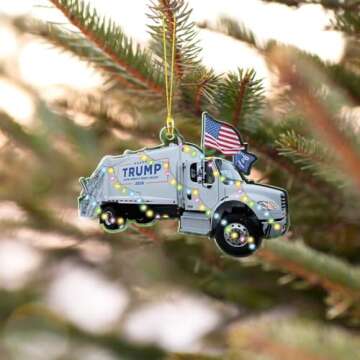 Trump 2024 Garbage Truck Ornament for Holiday Cheer