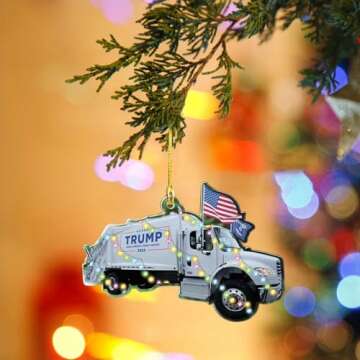 Trump 2024 Garbage Truck Ornament for Holiday Cheer