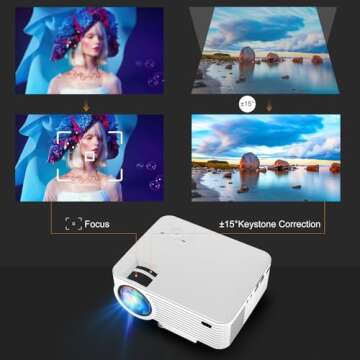 Mini Projector, 2022 Upgraded Portable Projector with 100” Screen, 1080P Full HD Supported Home Theater Movie Projector Compatible with TV Stick/HDMI/VGA/USB/Laptop/DVD for Home Entertainment