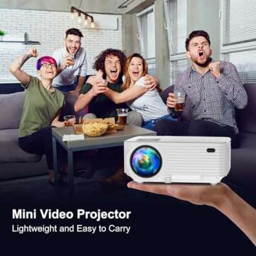 Mini Projector, 2022 Upgraded Portable Projector with 100” Screen, 1080P Full HD Supported Home Theater Movie Projector Compatible with TV Stick/HDMI/VGA/USB/Laptop/DVD for Home Entertainment