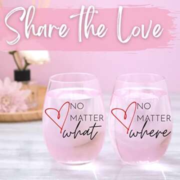 Celebrimo No Matter What, No Matter Where Best Friend Wine Glass Set of 2 For Women. Long Distance Friendship Birthday Gift for Soul Sister, Friends Female, Bestie Woman - Matching Gifts Wine Glasses