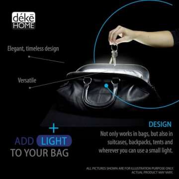 Deke Home - Heart Form Purse Light, Handbag Light, Purse Motion Sensor Light, Automatic On/Off Motion Night Light, Backpack Light, Purse Organizer, Purse Accessories.