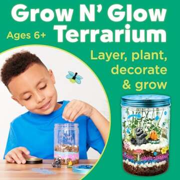 Creativity for Kids Grow 'N Glow Terrarium Kit for Kids - Educational Science Kits Ages 6-8+, Kids Gifts for Boys and Girls, Craft and STEM Projects