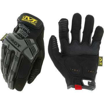 Mechanix Wear: M-Pact Work Gloves with Secure Fit, Work Gloves with Impact Protection and Vibration Absorption, Safety Gloves for Men (Black/Grey, Large)