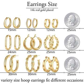 Yesteel Gold Hoop Earrings - 14k Gold Plated Small Hoop Earrings for Women Trendy Hypoallergenic Womens Hoop Huggie Earrings, Gold Jewelry for Women, Halloween Gifts for Women Teen