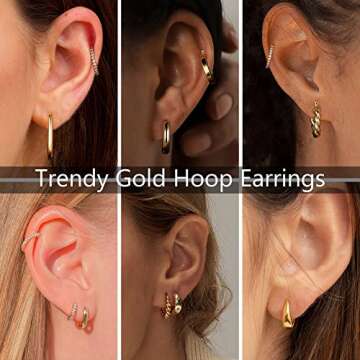 Yesteel Gold Hoop Earrings - 14k Gold Plated Small Hoop Earrings for Women Trendy Hypoallergenic Womens Hoop Huggie Earrings, Gold Jewelry for Women, Halloween Gifts for Women Teen