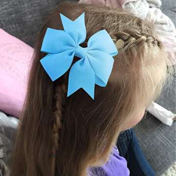 Grosgrain Ribbon Hair Bows Set for Kids & Teens