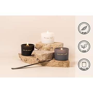 Janos Fernando Aromatherapy Candle Gift Set - Soy Scented Candles with Essential Oils -Motivational Words, Ideal for Relaxation