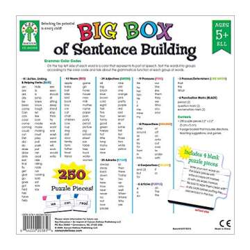 Key Education Big Box of Sentence Building—Puzzle Game for Beginning Readers, Sight Words, Word Families, Digraphs, Color-Coded Letter Puzzle Pieces, Ages 5+ (250 pc)