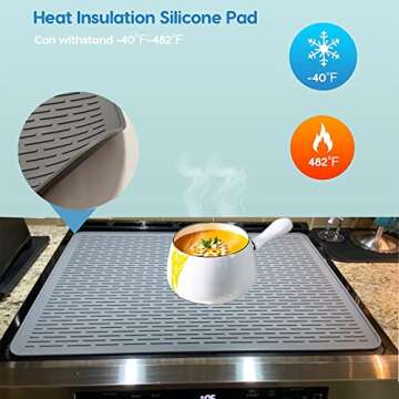 Silicone Stove Top Cover and Mat for Ceramics, 27.75"x19.75" - Multipurpose, Gray