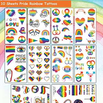 Hohamn 100PCS Rainbow Temporary Tattoos - Pride Tattoos Rainbow Flag Heart Temporary Tattoos for Pride Party Favors