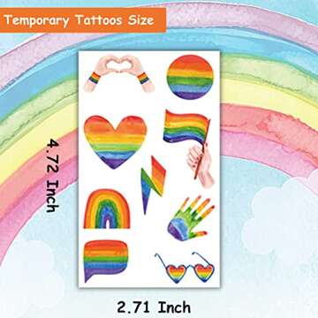 Hohamn 100PCS Rainbow Temporary Tattoos - Pride Tattoos Rainbow Flag Heart Temporary Tattoos for Pride Party Favors