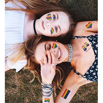 Hohamn 100PCS Rainbow Temporary Tattoos - Pride Tattoos Rainbow Flag Heart Temporary Tattoos for Pride Party Favors