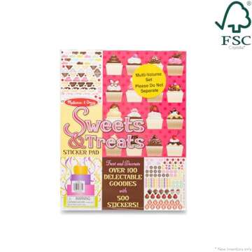 Melissa & Doug Sticker Pads 3-Pack - Sweets and Treats, Make-a-Face Fashion, and Make-a-Meal - FSC Certified